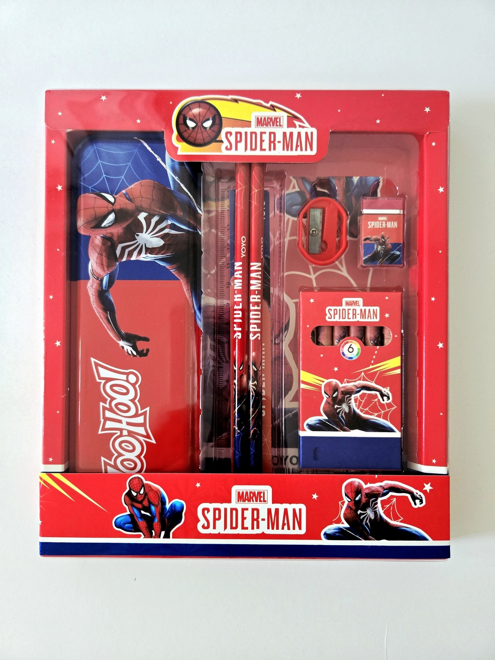 7PC. Marvel Spider-Man Red Kids Stationery Gift Set/ School Supplies Kit
